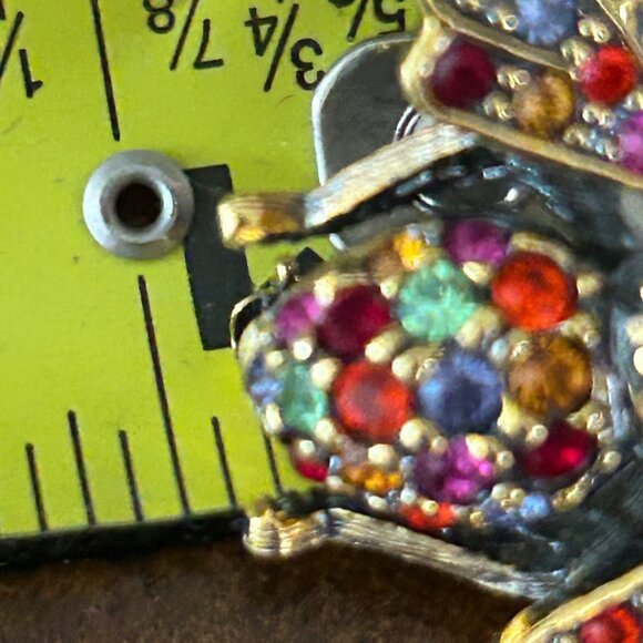 Joan Rivers Signed Bee Brooch Jewel Tone Rhinestone Vintage Gold Tone Insect Pin - Picture 11 of 11